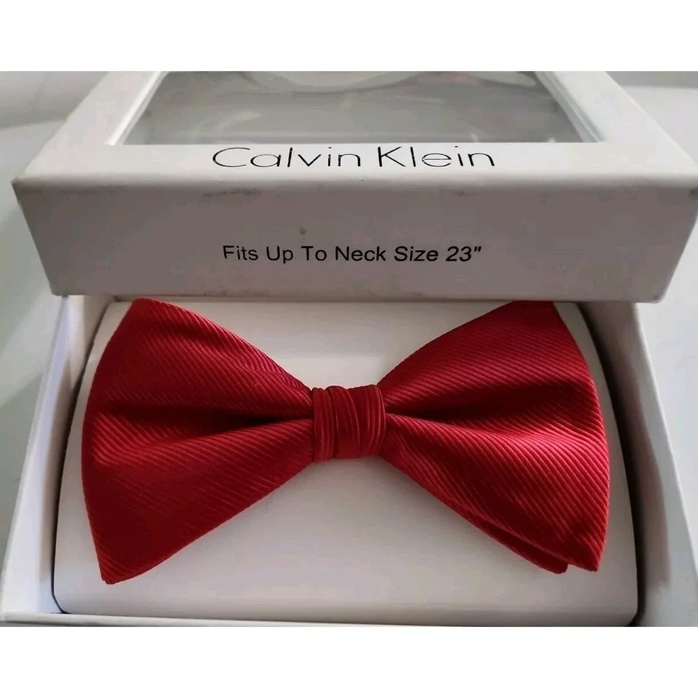 Calvin Klein MAGA Red Woven Jacquard Pretied Adjustable Bow‎ Tie UP TO 23